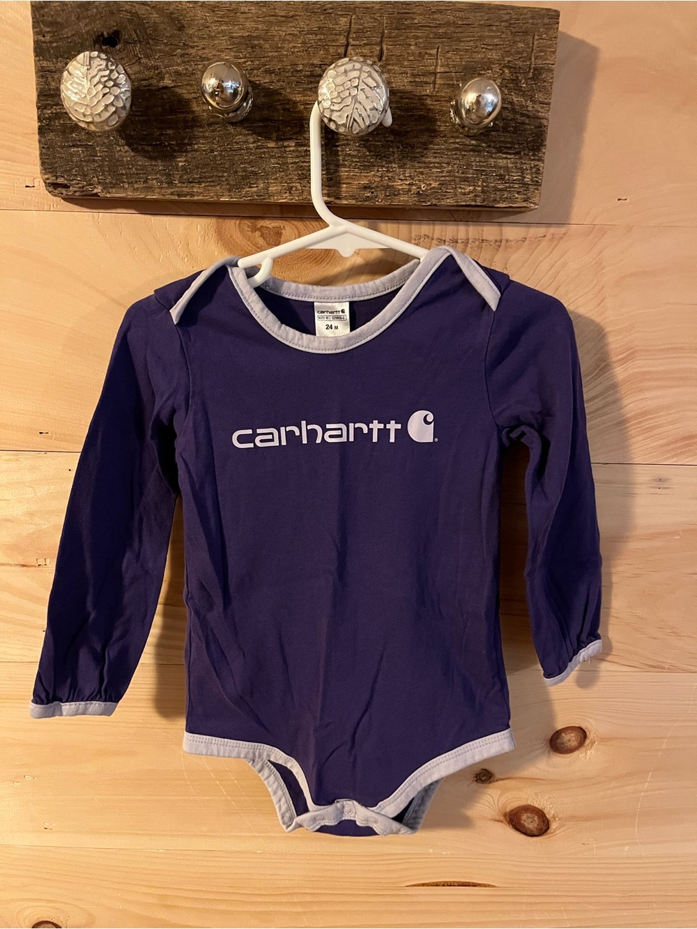 Carhartt Purple and White Toddler Long Sleeve Onesie Size 24 Months
